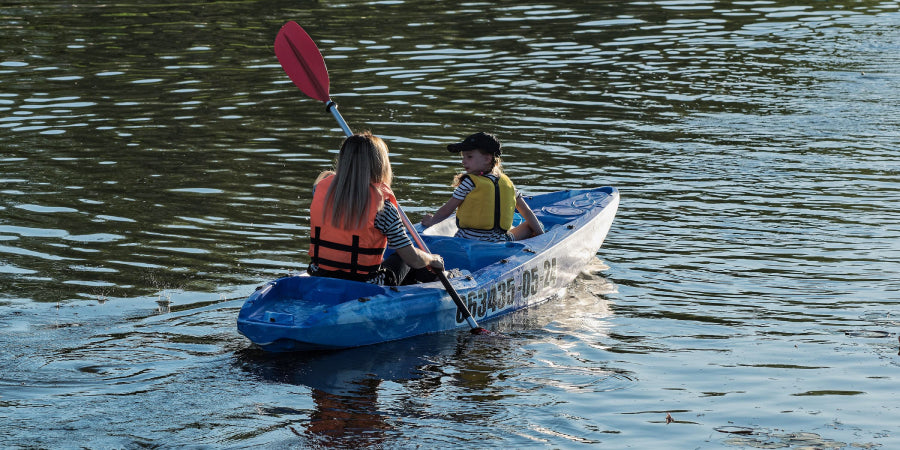 Woman and child kayaking