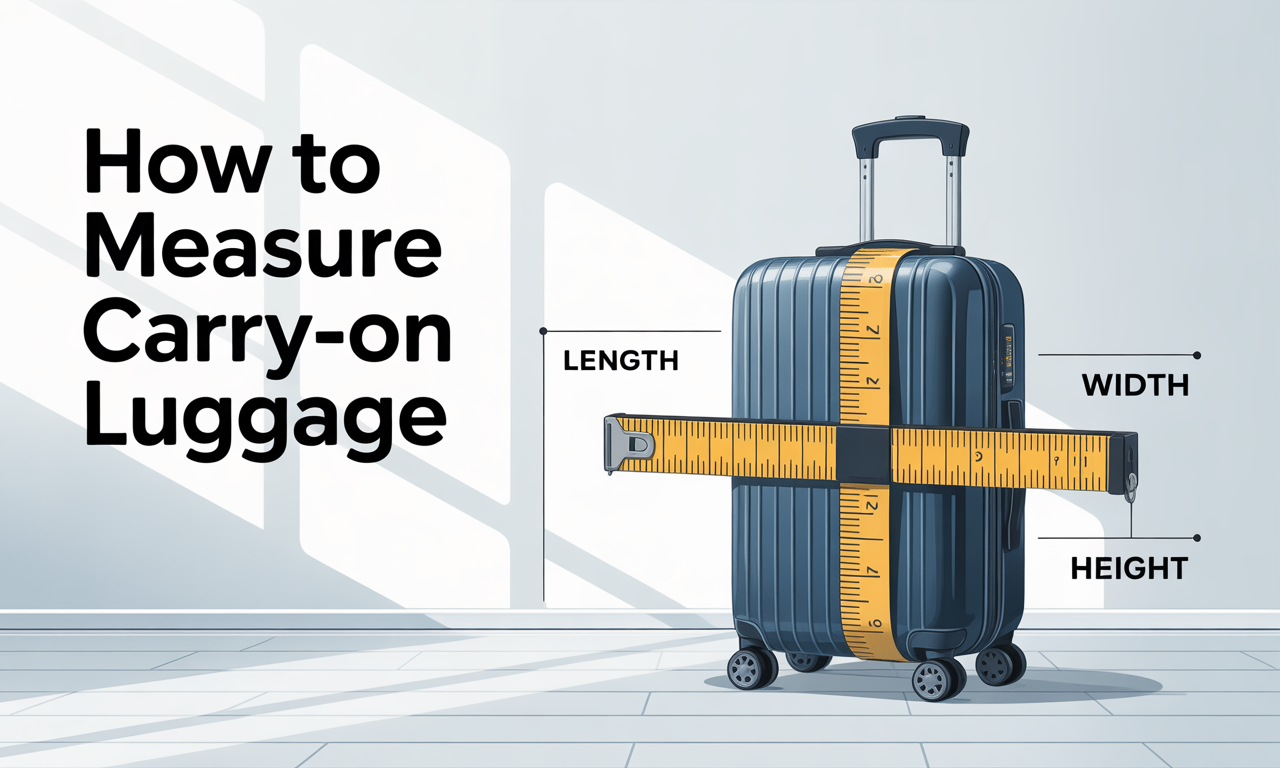 Image showing how to measure carry-on luggage with labeled dimensions