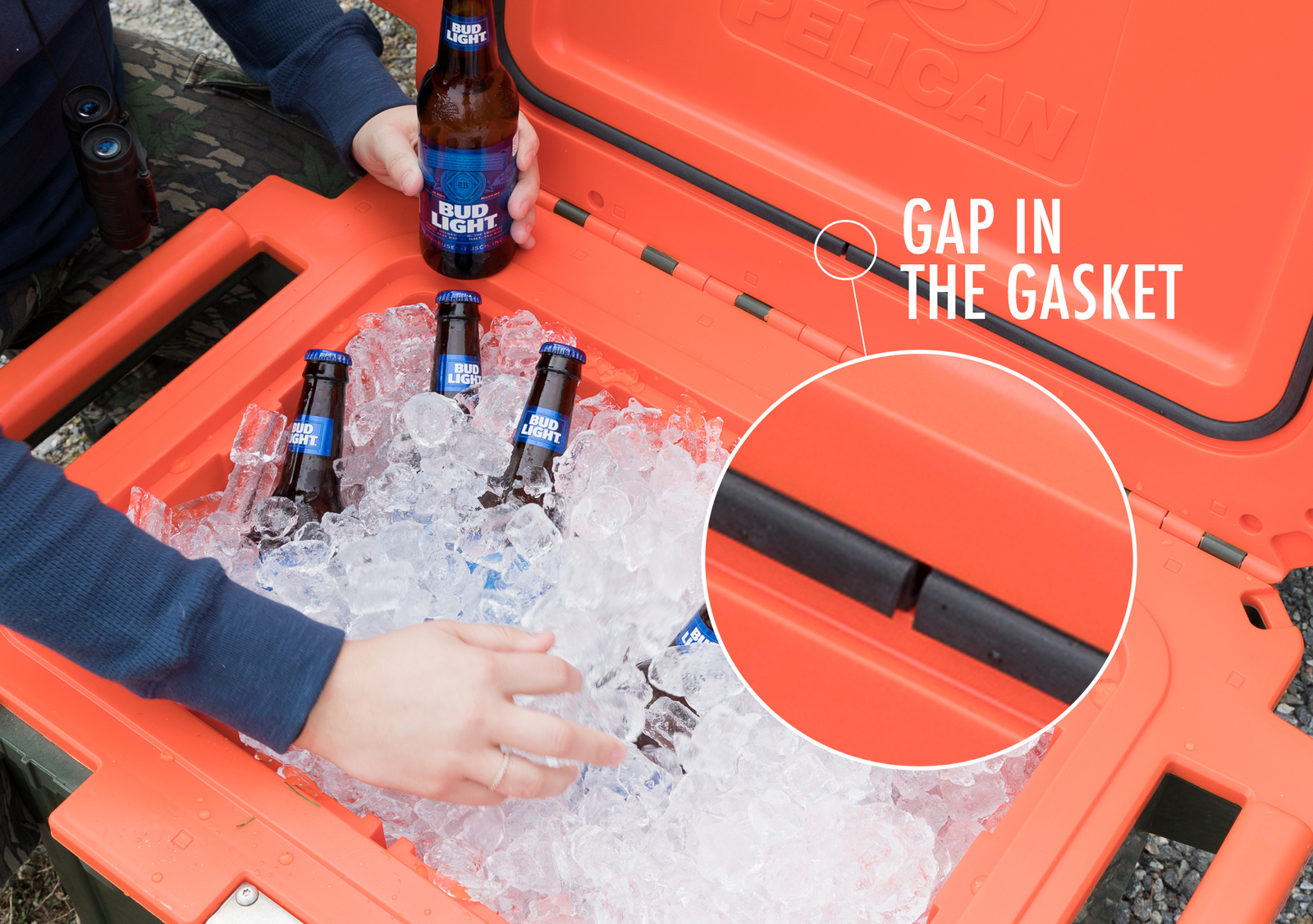 Why does my Pelican Cooler have a gap in the gasket?