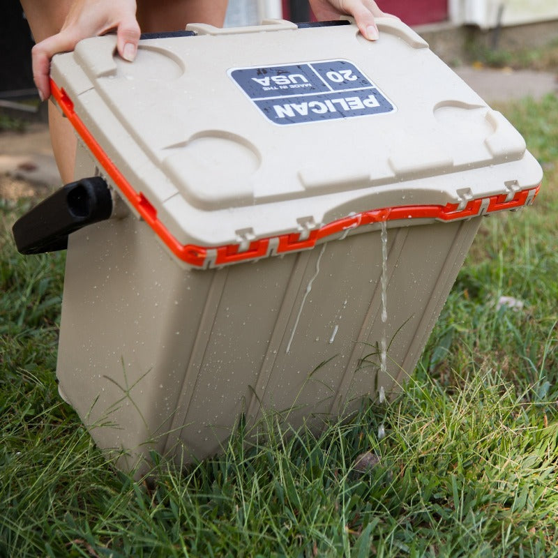 Why does my Pelican Elite Cooler leak when tipped over?