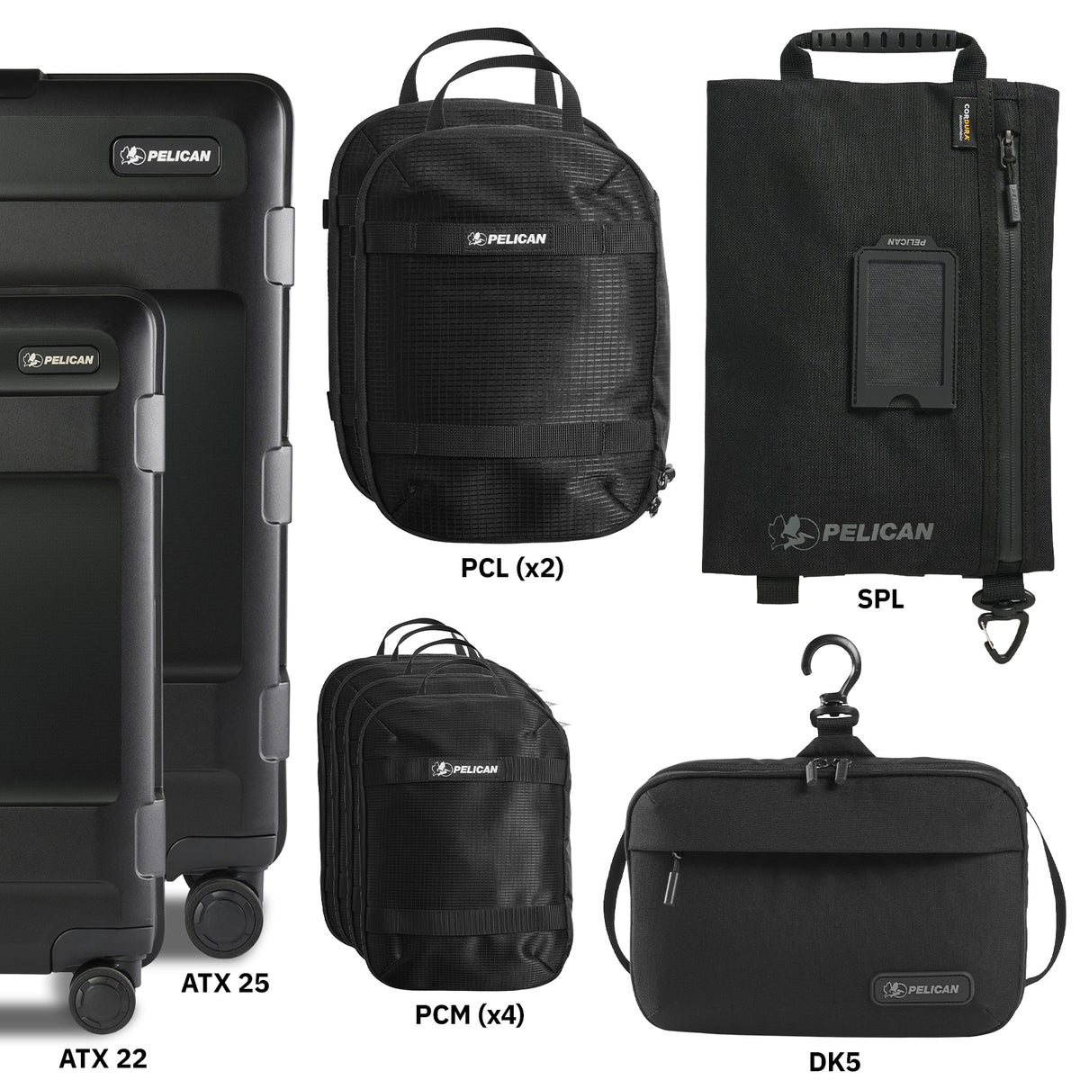 Pelican TRVL Pro Luggage Set - Black