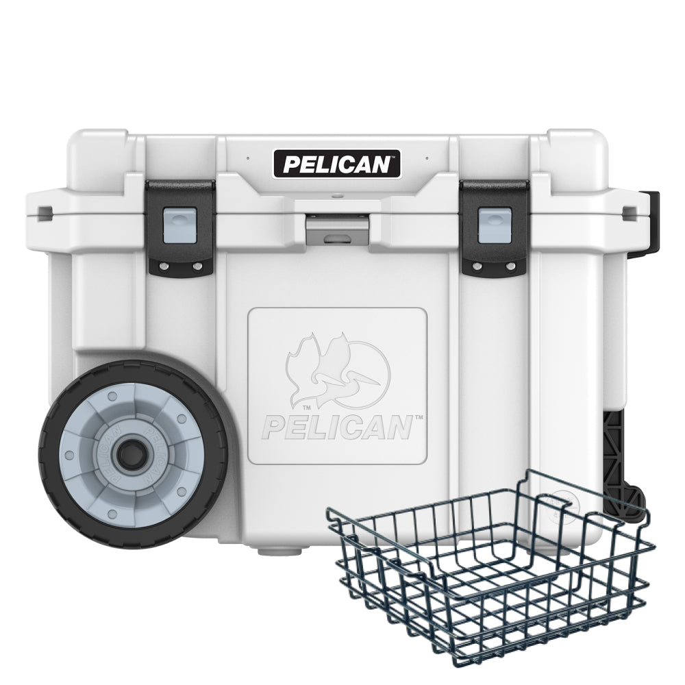 Marine White Pelican 45QT Cooler with Pelican Dry Rack Basket