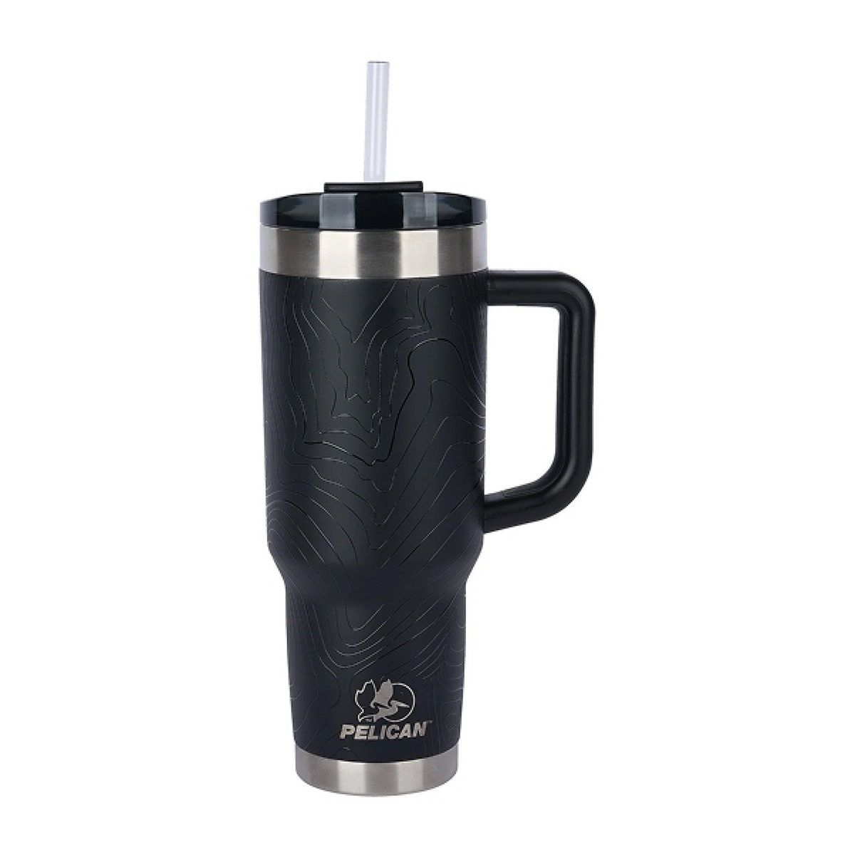 Pelican 40oz Porter Tumbler, Topographical Design, Topo Black