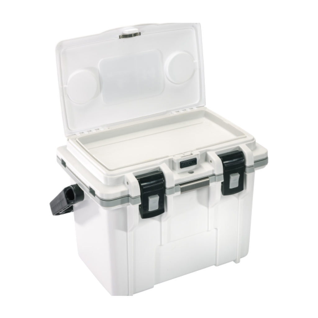White / Grey 14QT Personal Cooler Dry Box Open Side