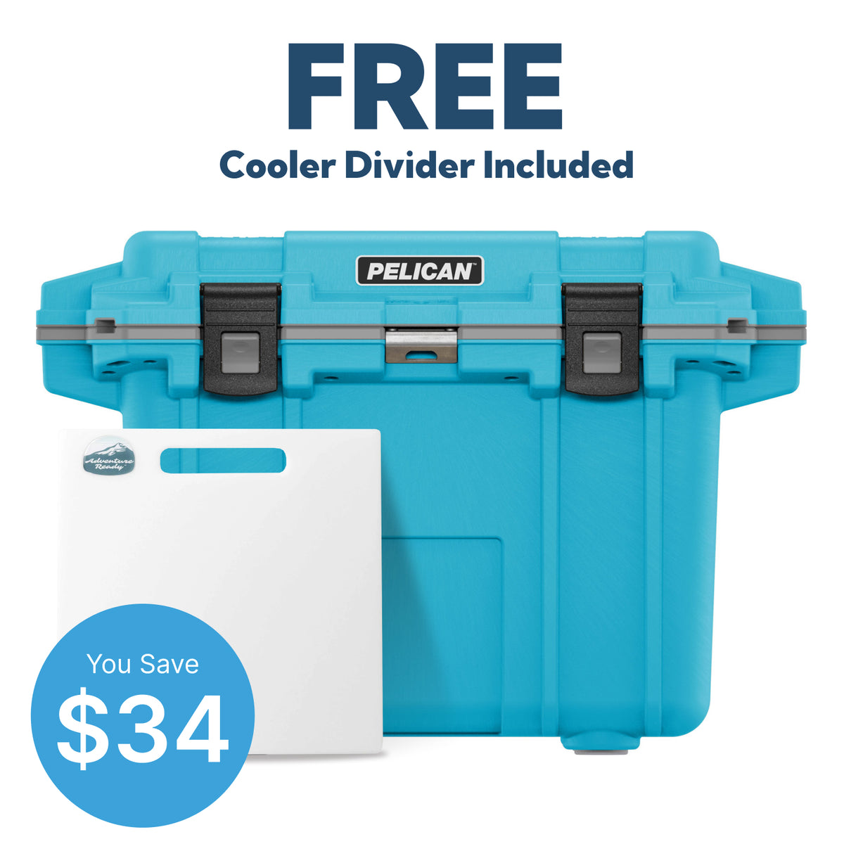 Cool Blue / Grey Pelican 50QT Cooler &amp; Free Divider