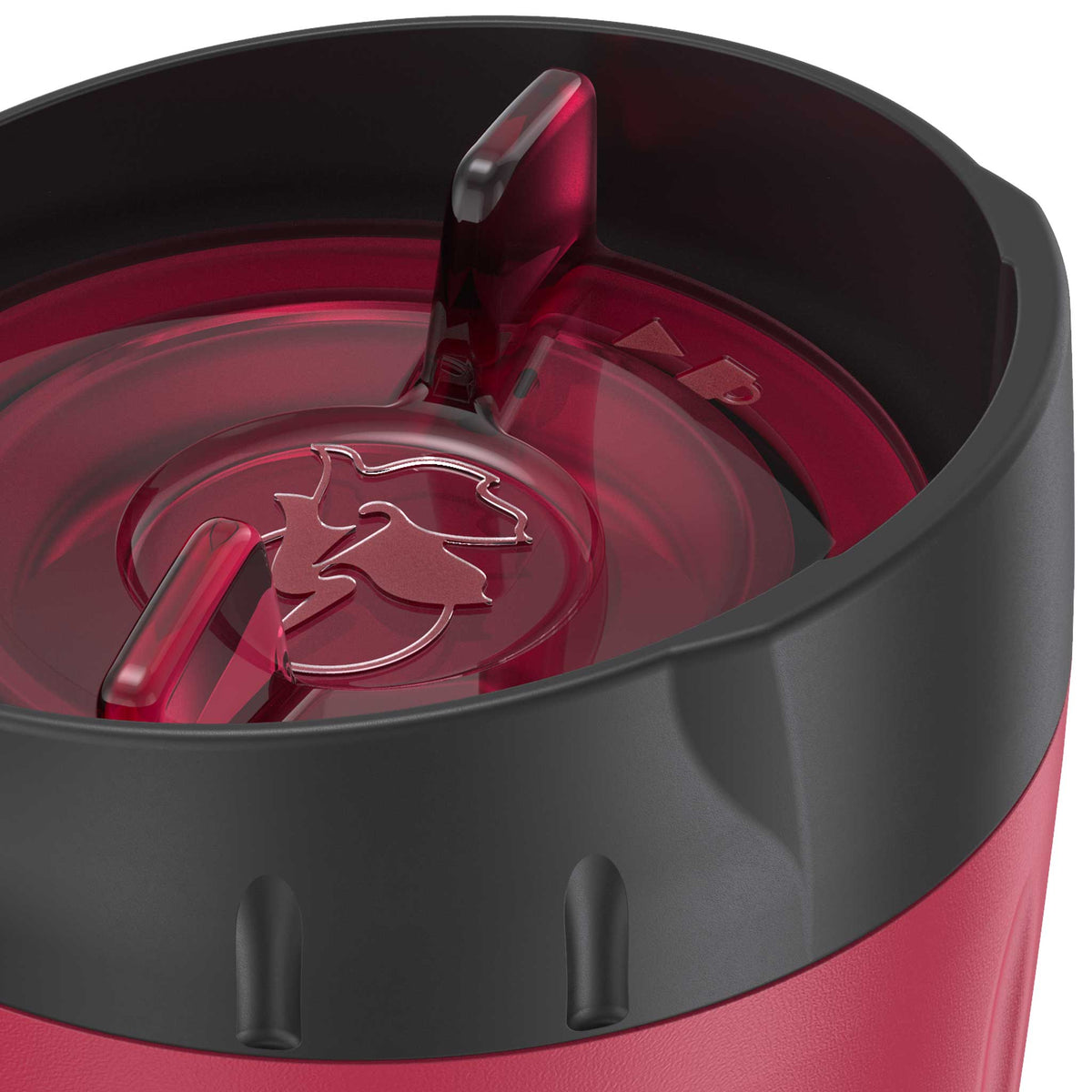 Pelican 10oz dayventure tumbler cup red lid close up