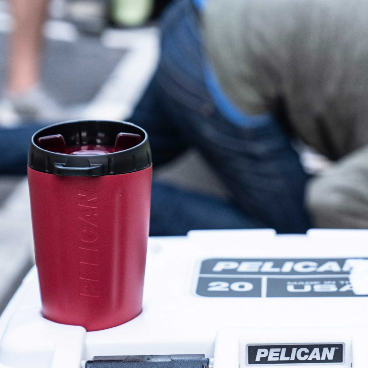 Pelican 10oz dayventure tumbler cup on cooler