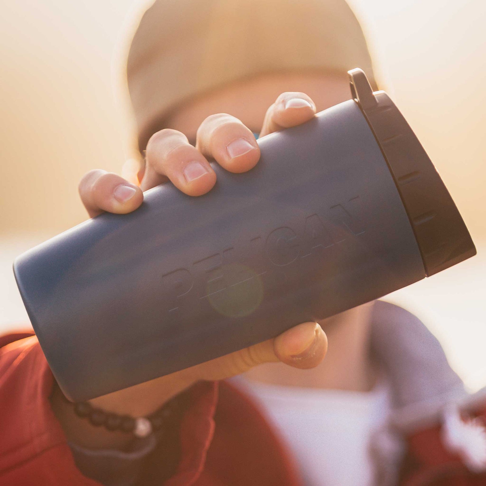 Pelican 16oz dayventure tumbler cup blue outside camping