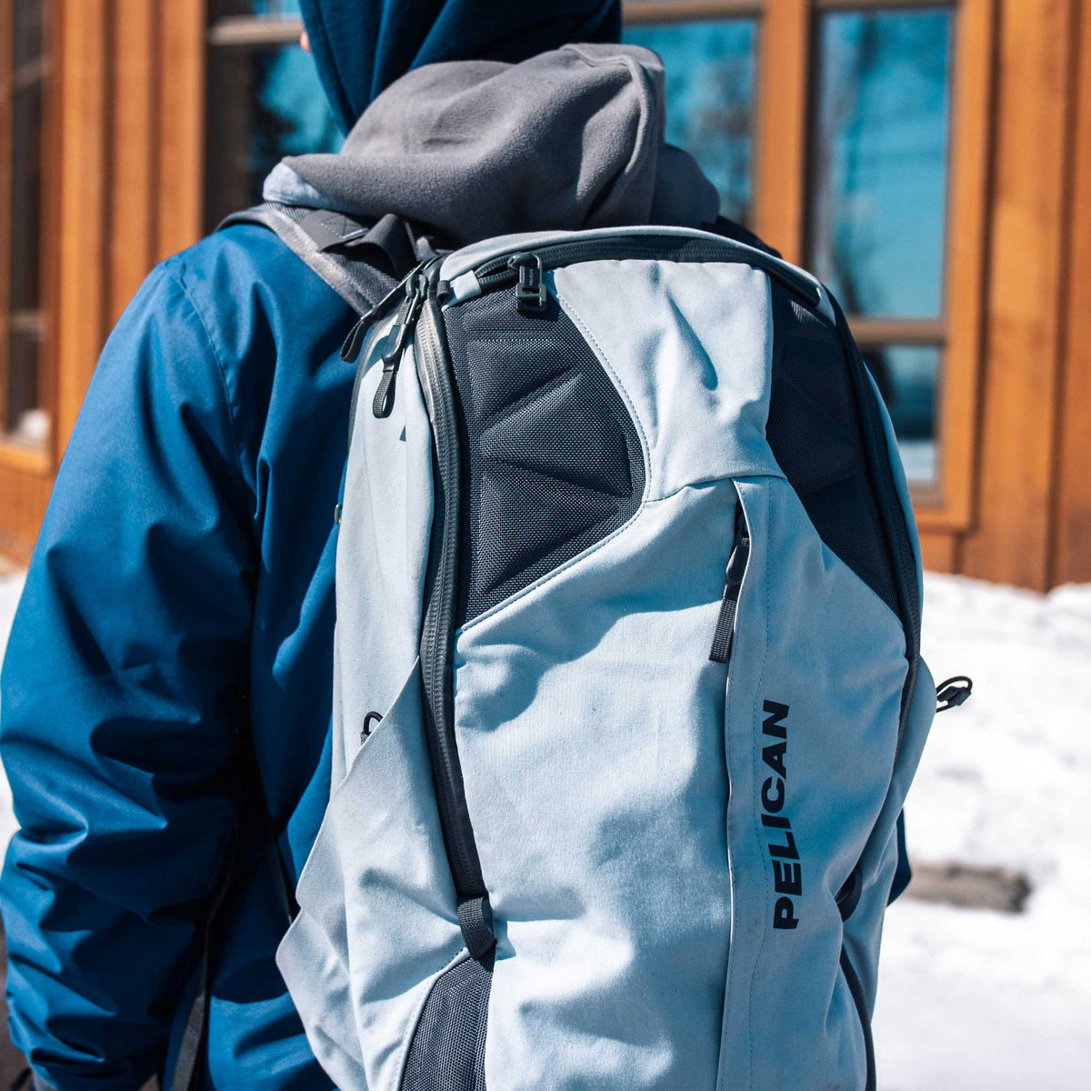 SL-MPB35-GRY Pelican™ MPB35 Backpack being used outside in the snow